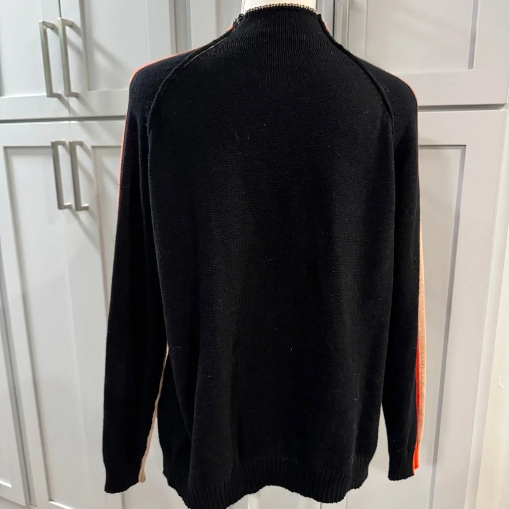 Zaket & Plover Contrast Funnel Neck Cashmere Cotton Blend Sweater color block Md - Picture 5 of 7